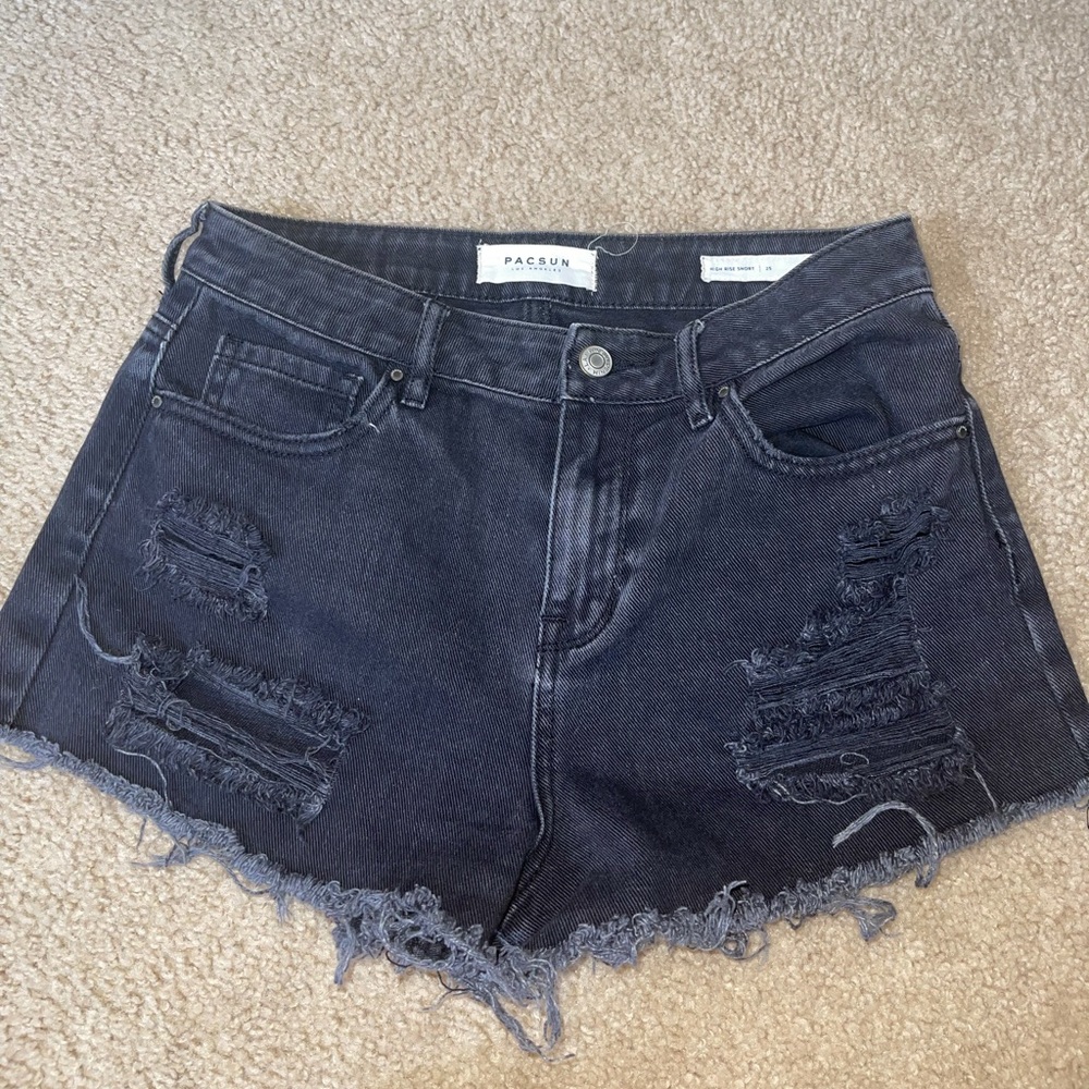 Black high rise jean shorts